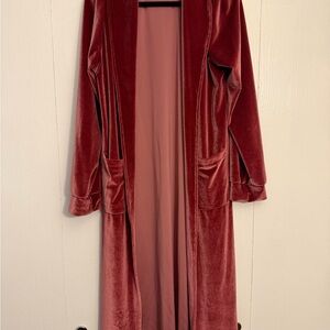 Velvet Long Duster/Cardigan - Dusty Rose